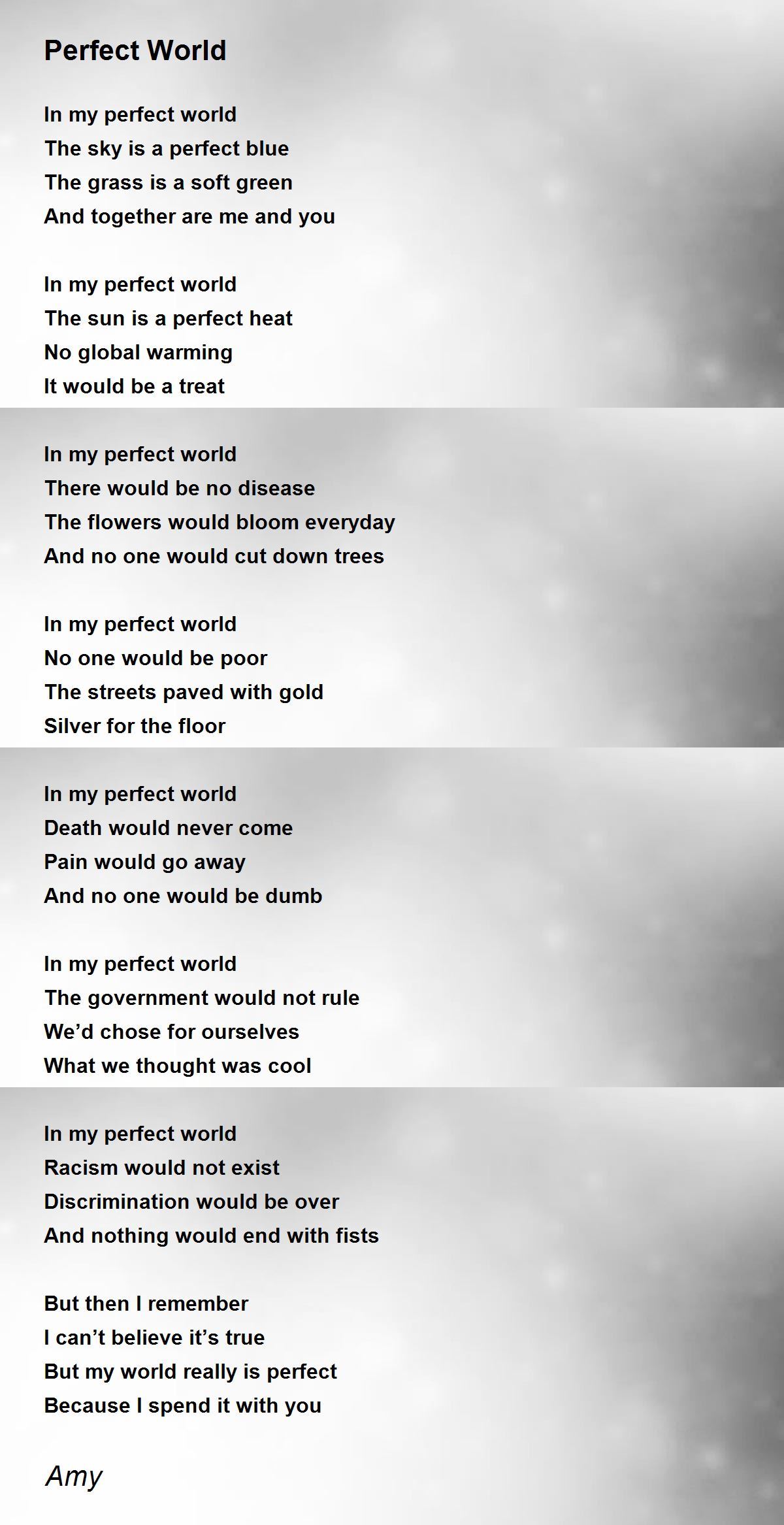 Perfect World Poem by Amy - Poem Hunter