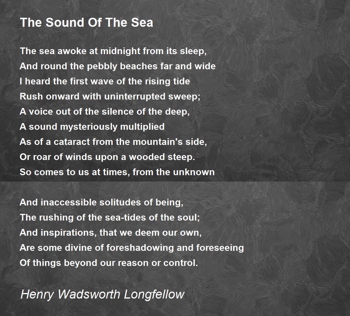 The Sound Of The Sea Poem By Henry Wadsworth Longfellow Poem Hunter Comments
