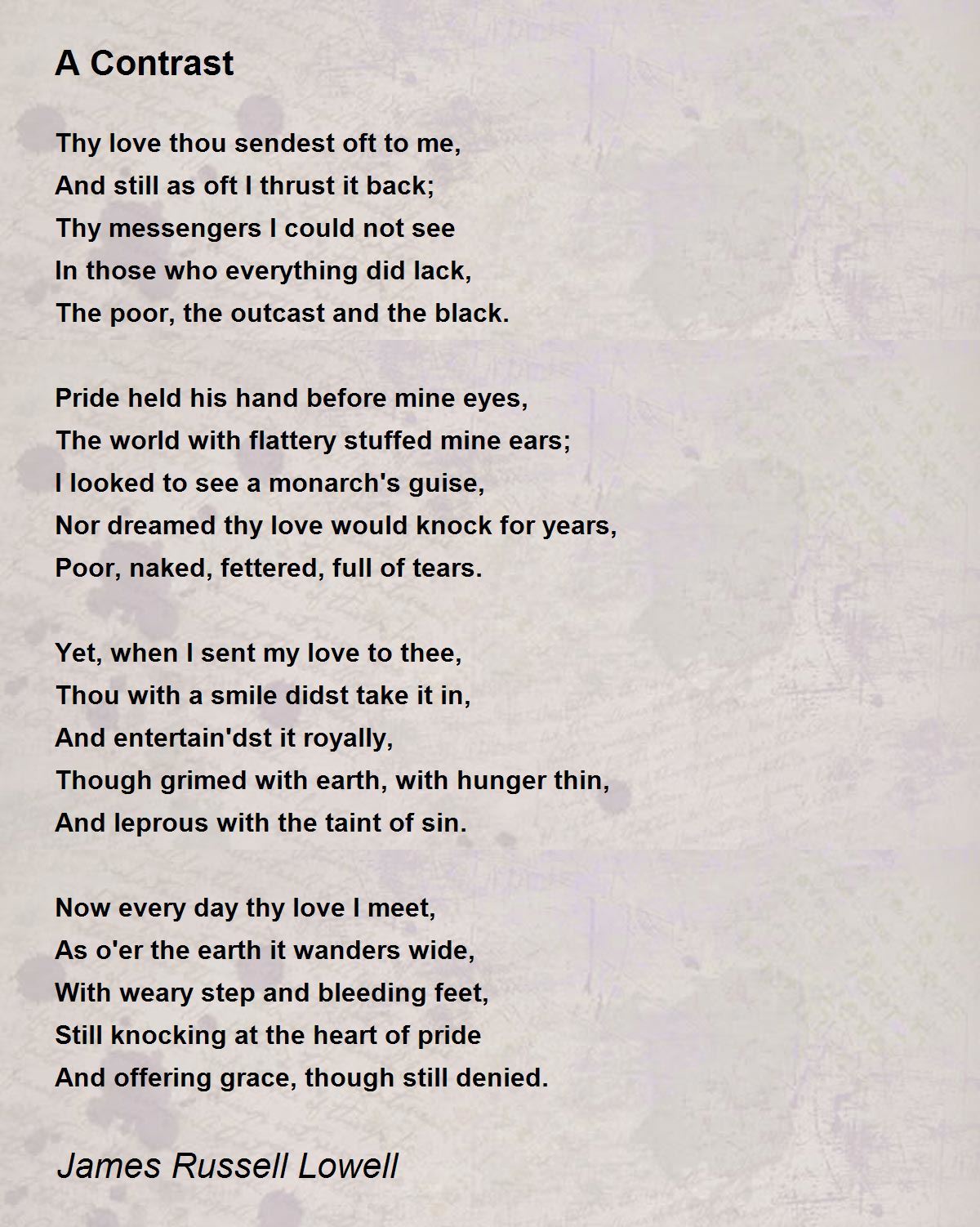 A Contrast Poem By James Russell Lowell Poem Hunter