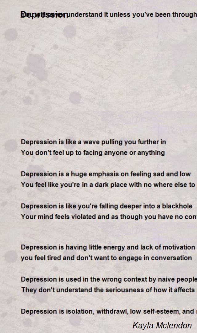 Depression Poem by Kayla Mclendon Poem Hunter