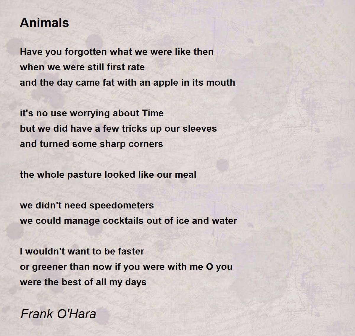 Animals Poem by Frank O'Hara - Poem Hunter