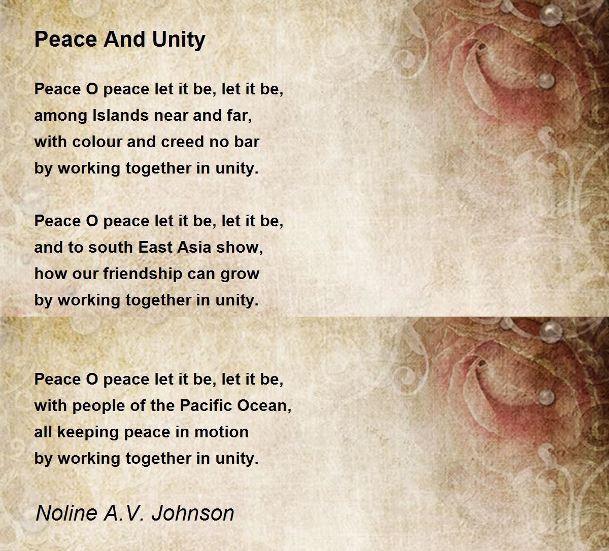 Peace And Unity Poem by Noline A.V. Johnson - Poem Hunter