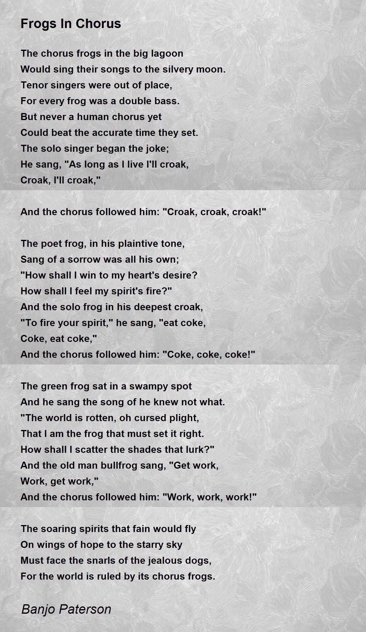 Frogs In Chorus Poem by Banjo Paterson - Poem Hunter