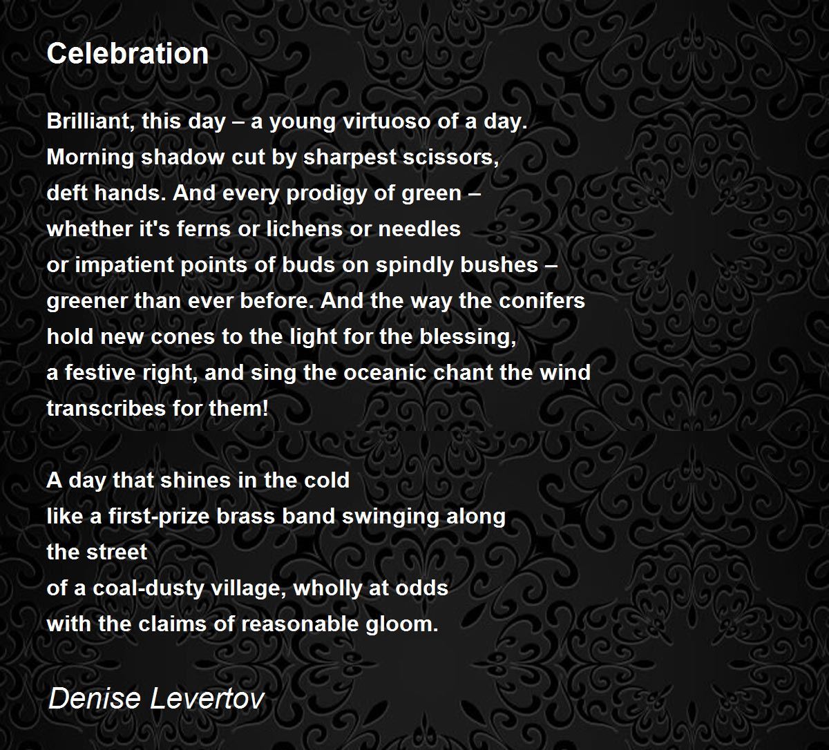 Celebration Poem By Denise Levertov Poem Hunter