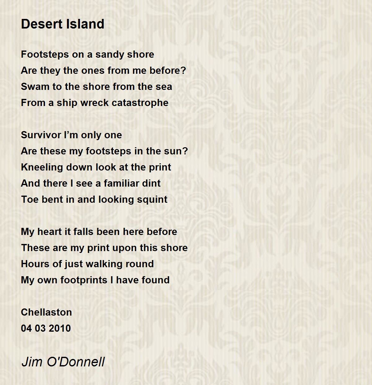 Desert Island Desert Island Poem By Jim O Donnell