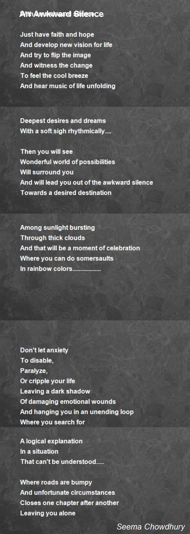 an-awkward-silence-poem-by-seema-chowdhury-poem-hunter-comments