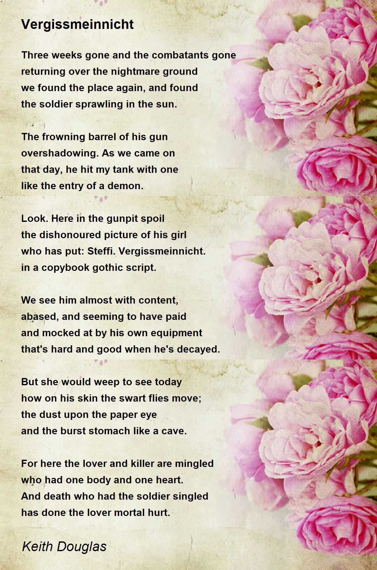 Vergissmeinnicht Poem by Keith Douglas - Poem Hunter