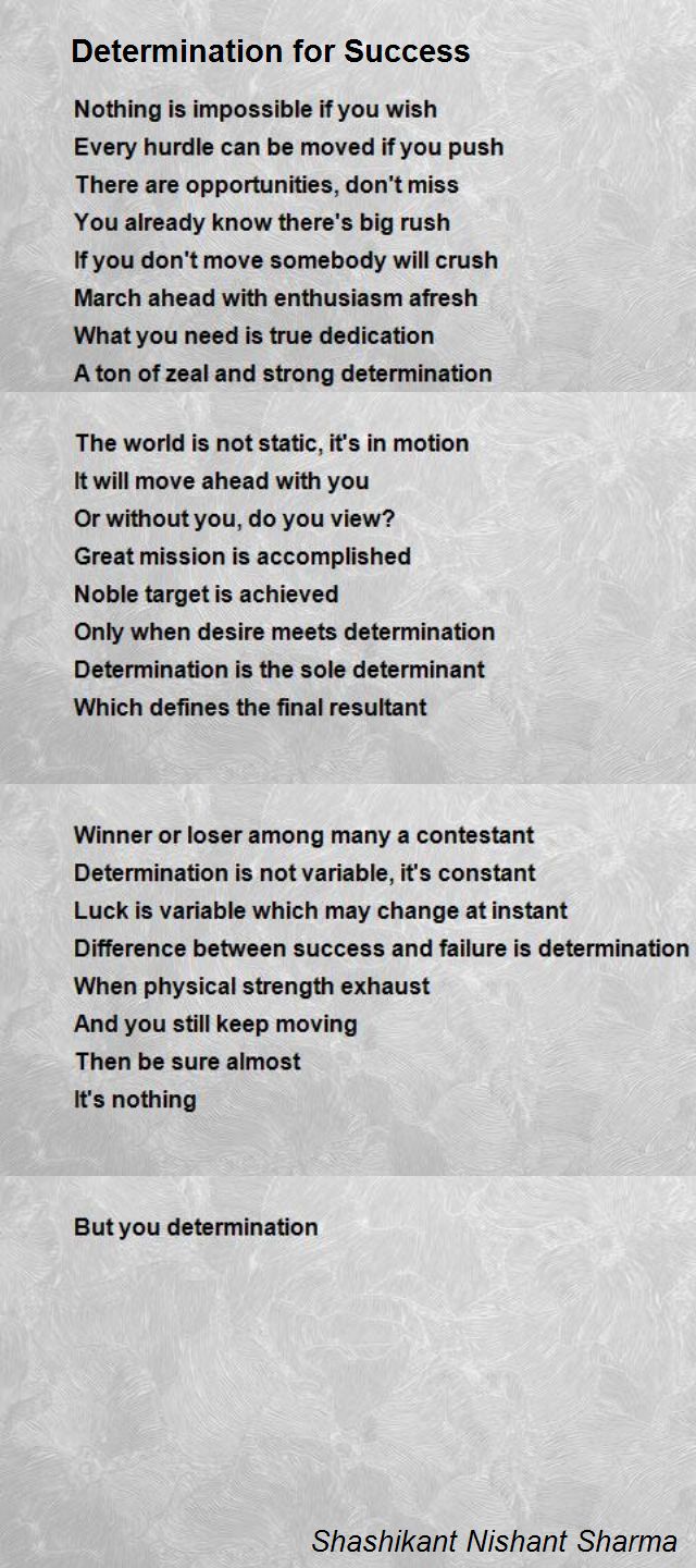 Determination For Success Poem by Shashikant Nishant Sharma - Poem Hunter