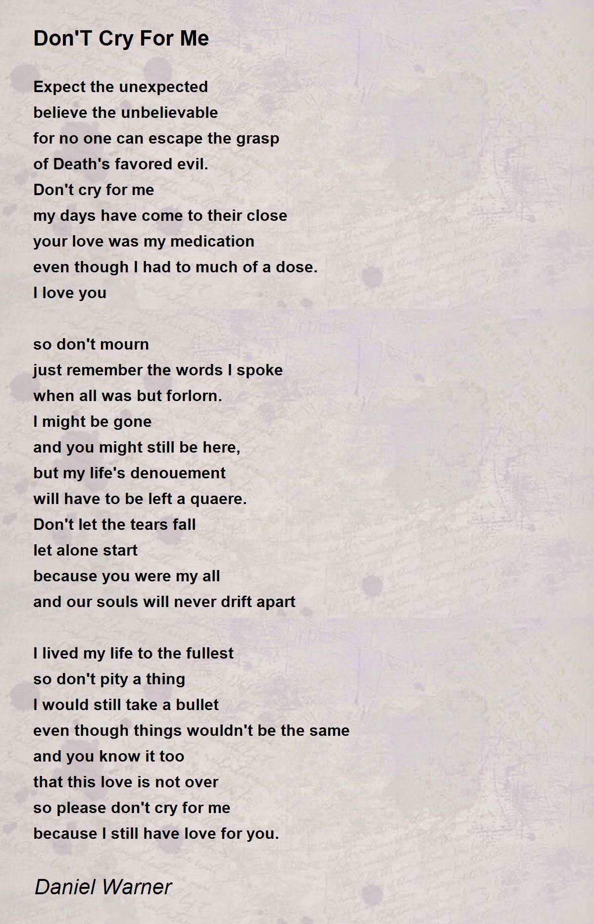 Poem Don T Cry For Me