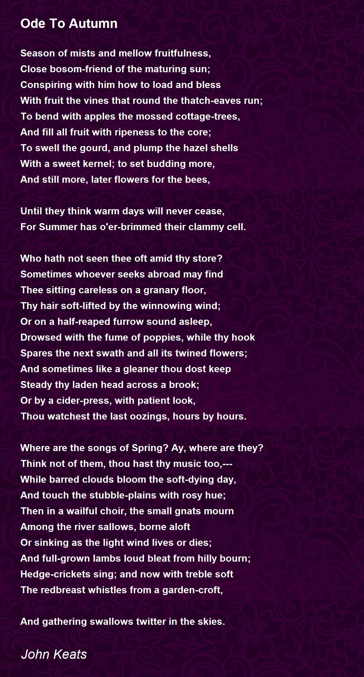 Ode To Autumn Poem By John Keats Poem Hunter