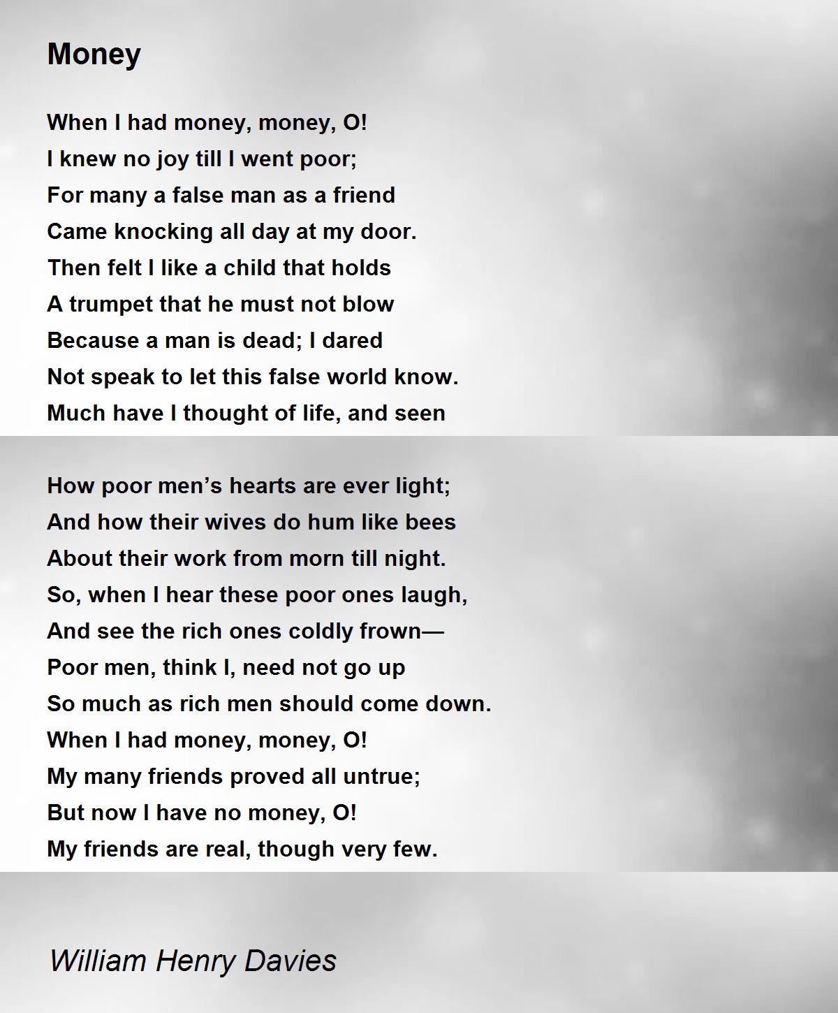Money Poem By William Henry Davies Poem Hunter Comments