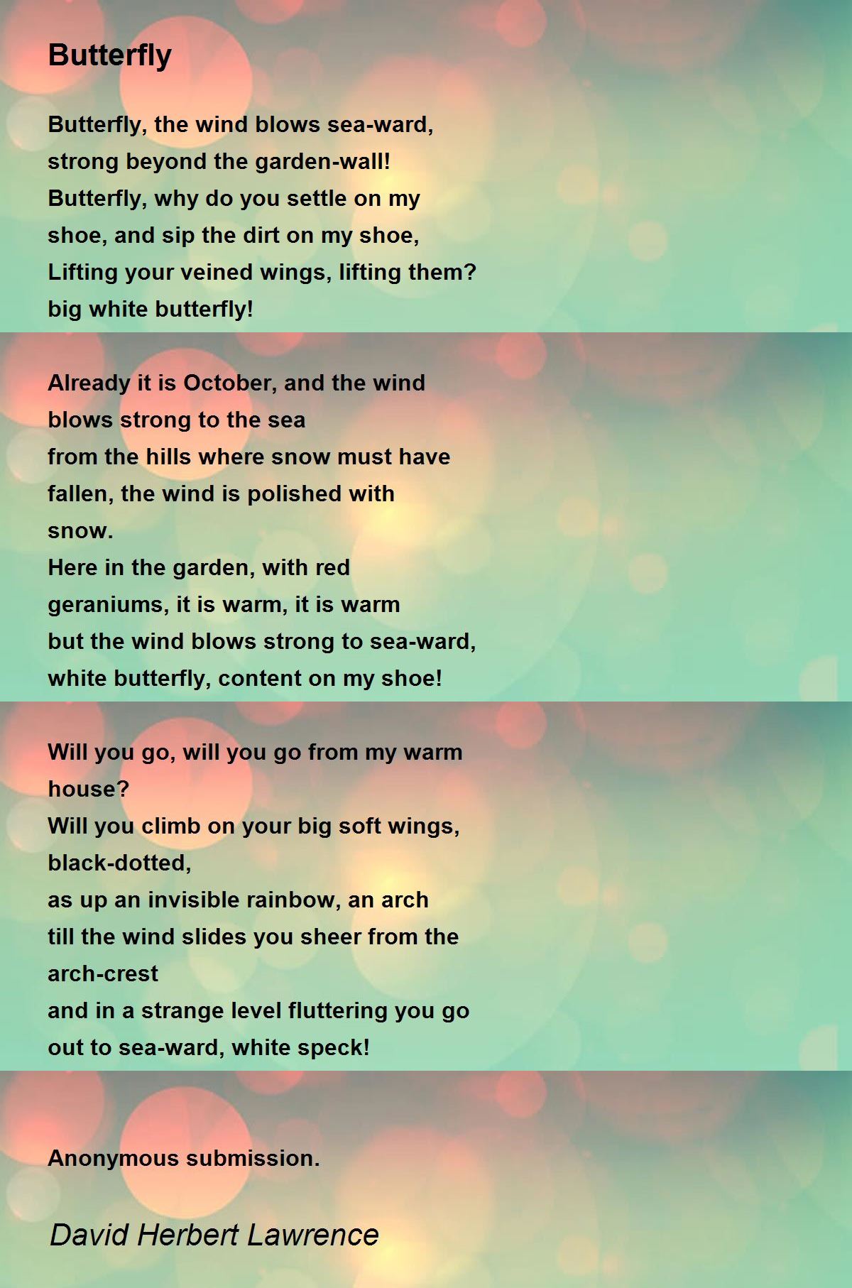 Butterfly Poem by David Herbert Lawrence - Poem Hunter