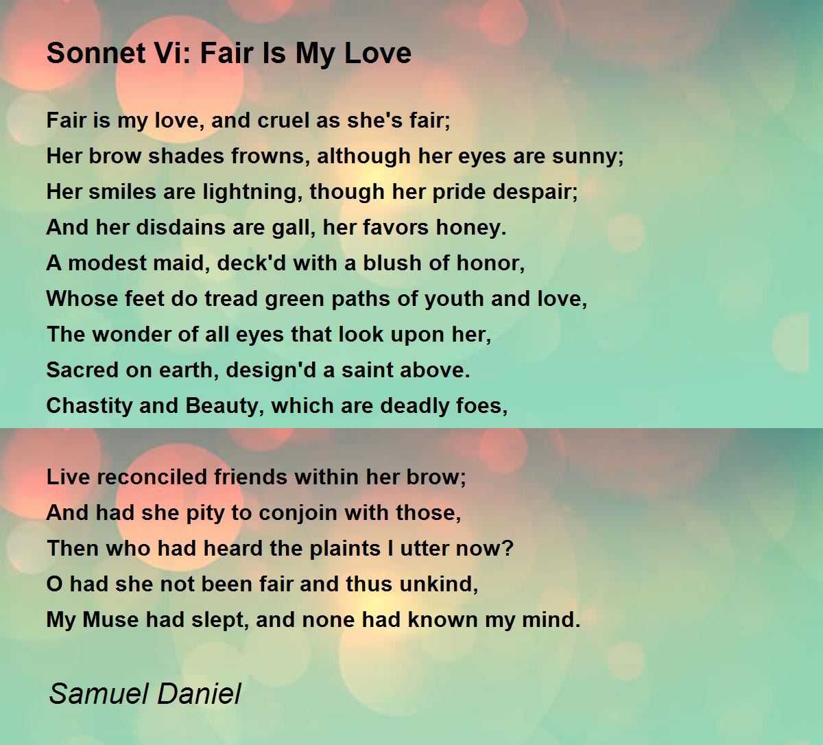 Sonnet Analysis Fair Is My Love by